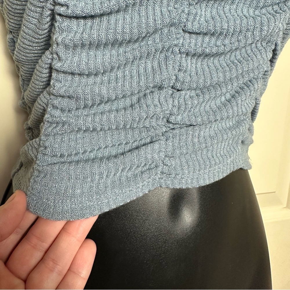 Altar'd State Light Blue Ruched Puff Sleeve Crop Top Small NWT $54.95 - Picture 5 of 11